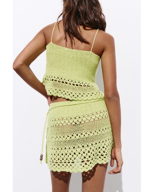 Pull&Bear Green Crochet Strappy Top