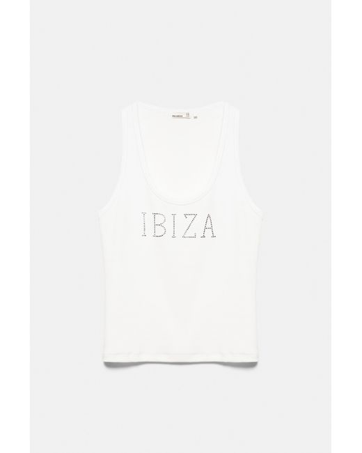 Canotta Ibiza Con Strass di Pull&Bear in White