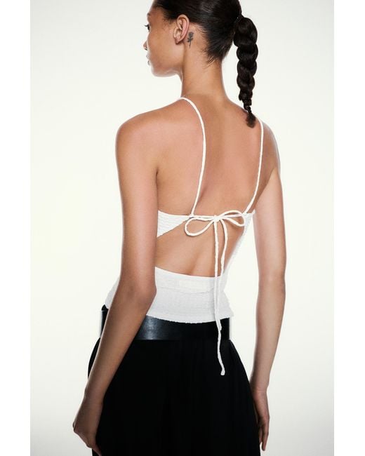 Pull&Bear Blue Textured Halter Top