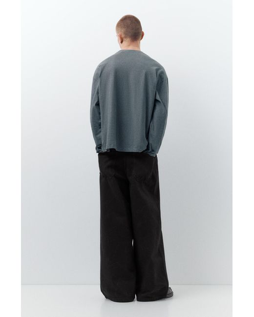 Pull&Bear Black Laser Print Baggy Jeans for men