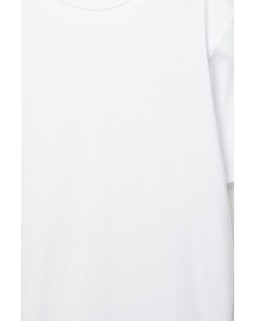 Pull&Bear White Basic Short Sleeve Cotton T-Shirt for men