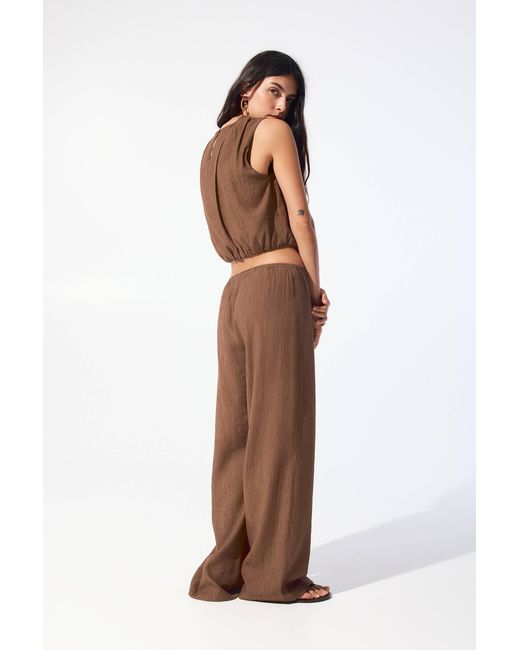 Pull&Bear Brown Rustikales Ballon-Top