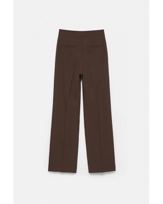Pull&Bear Brown Wide-Leg Darted Trousers