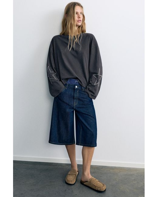 Pull&Bear Blue Oversize Star T-Shirt