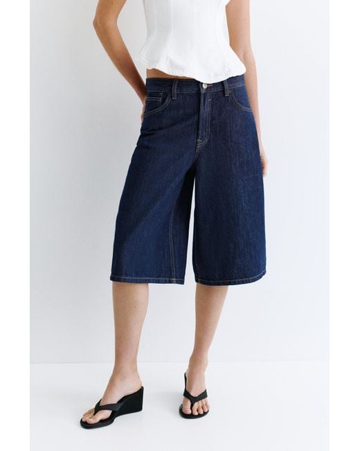 Pull&Bear Blue Low-Rise Denim Jorts