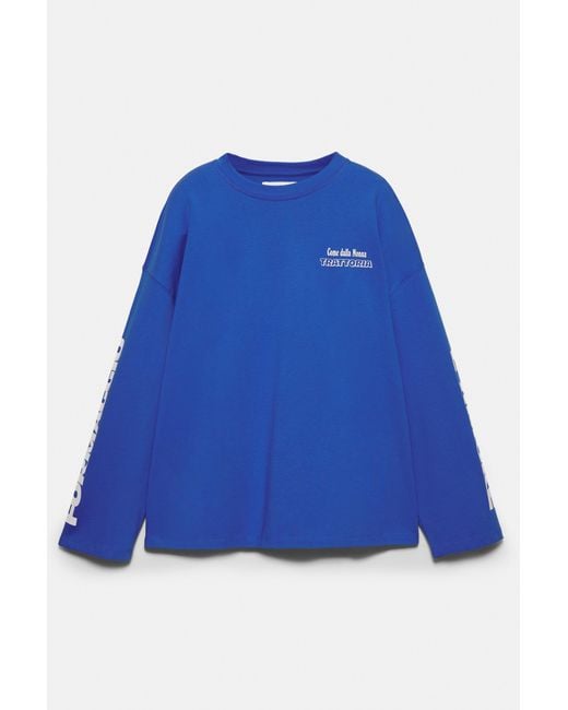 Pull&Bear Blue Formaggio È Amore T-Shirt