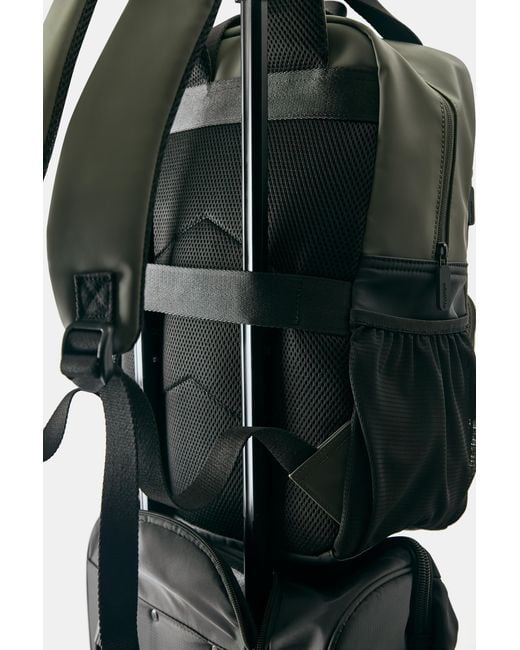 Pull&Bear Green Rubberised Backpack for men