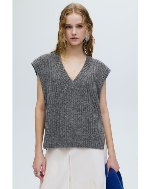 Pull&Bear Black Ribbed Knit Vest