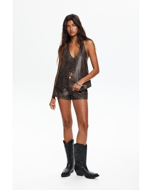 Pull&Bear Black Cowboy Boots With Topstitching