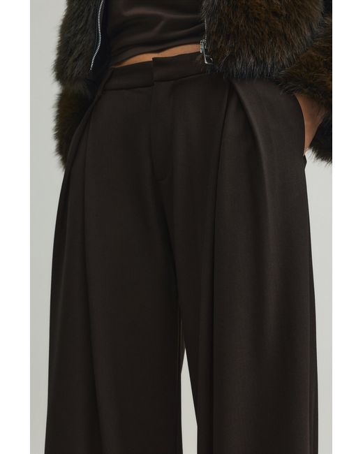 Pull&Bear Black Wide-Leg Double Dart Trousers