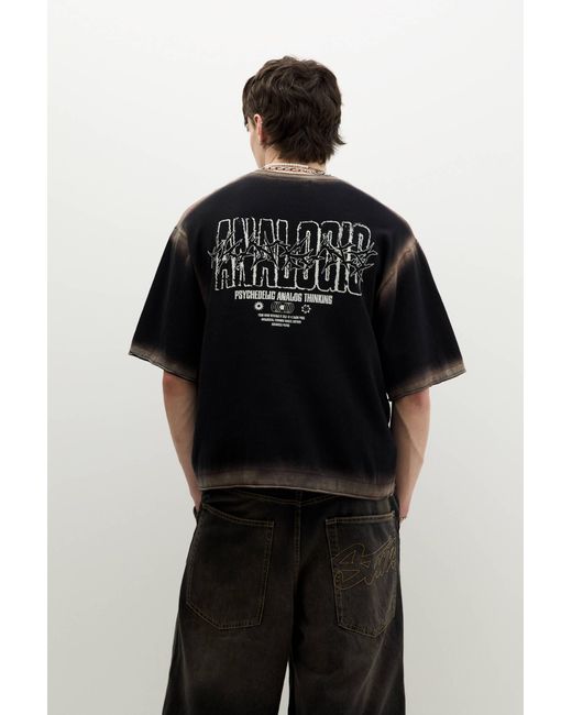 Pull&Bear Stwd-T-Shirt Aus Strick Mit Verwaschenen Säumen in Black für Herren