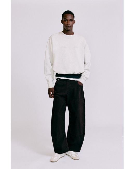 Pull&Bear Metallic Contrast Rib Round Neck Sweatshirt for men