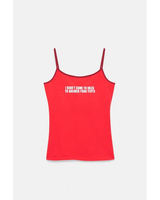 Pull&Bear Red Strappy Text Top