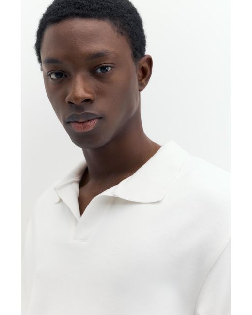 Pull&Bear White Short Sleeve Interlock Polo Shirt for men