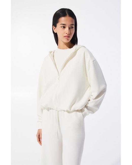Pull&Bear White Soft Touch Zip-Up Hoodie