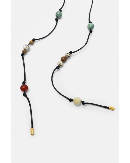 Collier Long Pierres Pull&Bear en coloris White