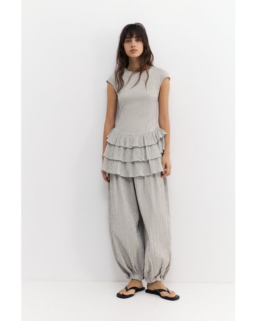 Pull&Bear Multicolor Short Checked Dress With Ruffled Hem