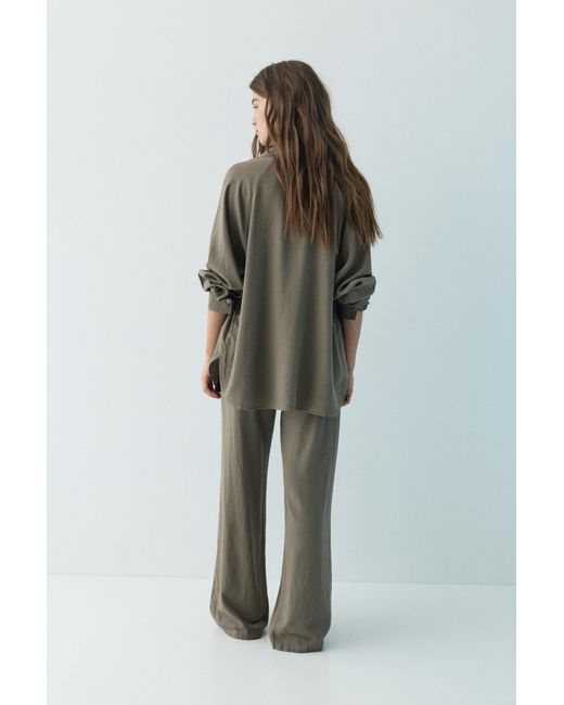 Pull&Bear Multicolor Flowy Trousers With Linen