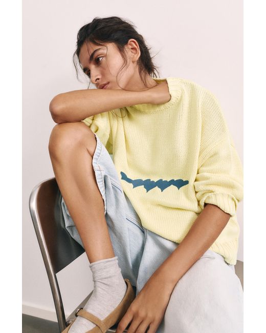 Pull Oversize Cœurs Pull&Bear en coloris Yellow