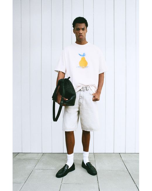 Pull&Bear White Lemon Embroidered Slogan T-Shirt for men
