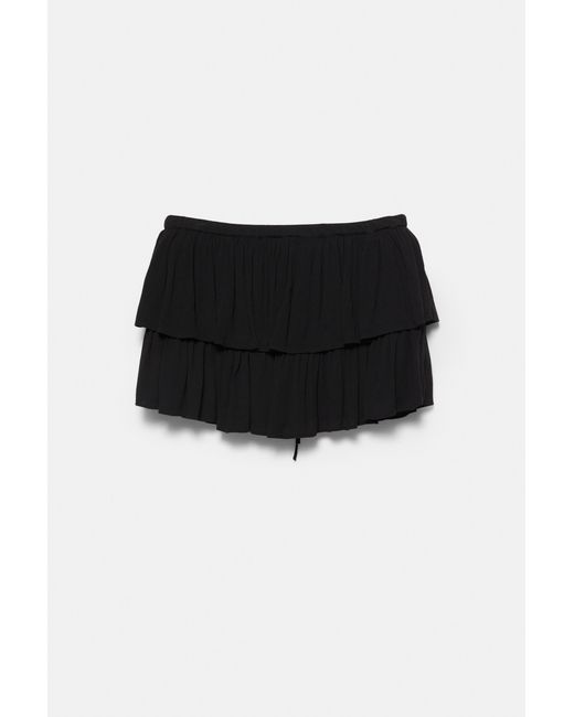 Pull&Bear Black Skort With Ruffles
