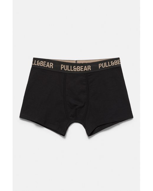 Pull&Bear Black 3-Pack Of Boxers With Logo for men