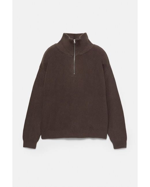 Pull&Bear Brown Quarter-Zip Sweater for men