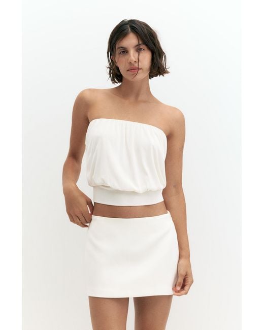 Pull&Bear Brown Strapless Top With Cummerbund Hem