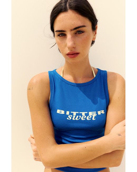 Pull&Bear Black Slogan Tank Top