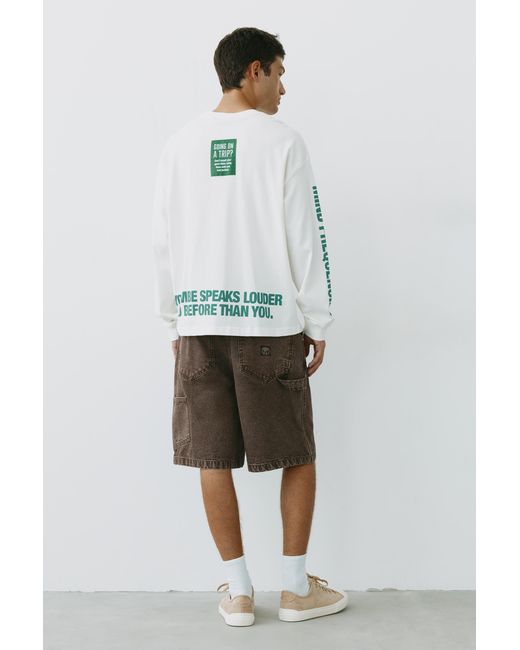 Pull&Bear Blue Relaxed Fit Carpenter Bermuda Shorts for men