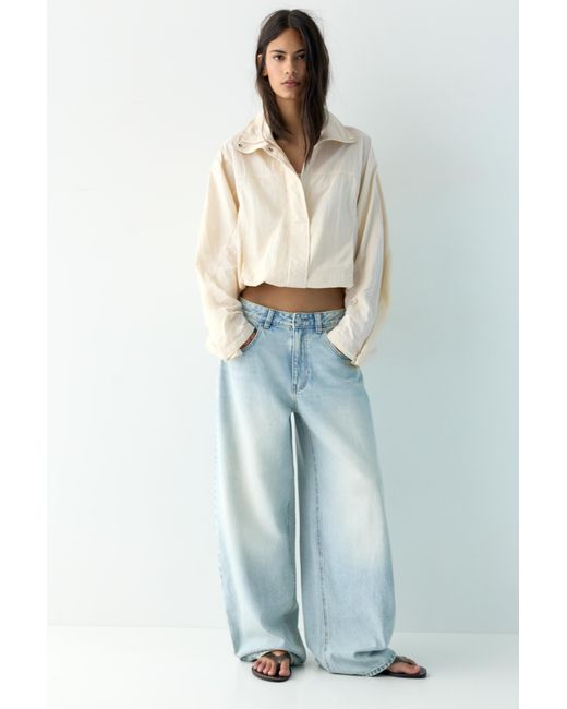Pull&Bear Multicolor Cropped High Neck Jacket