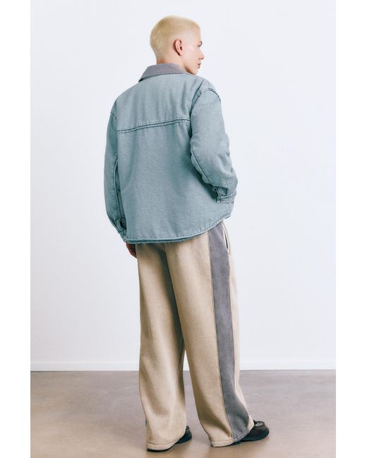 Pull&Bear Blue Denim Jacket With Contrast Collar for men