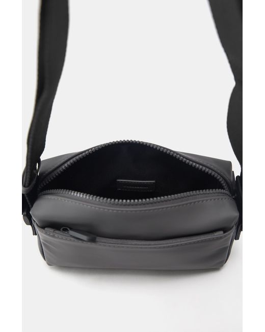 Pull&Bear Black Rubberised Crossbody Bag for men