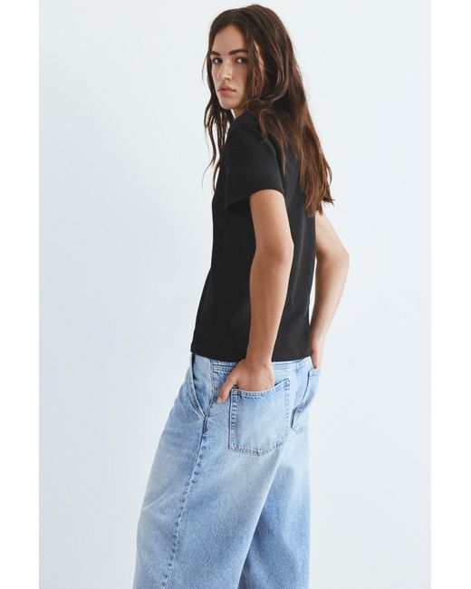 Pull&Bear Black Short Sleeve T-Shirt 100% Cotton