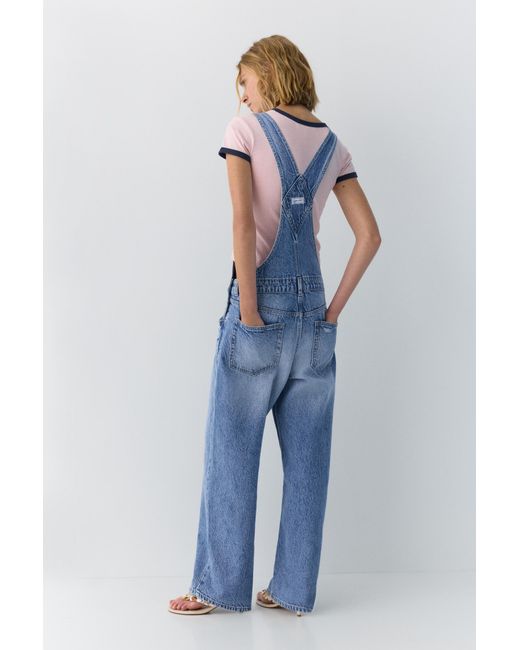 Pull&Bear Blue Long Denim Overalls