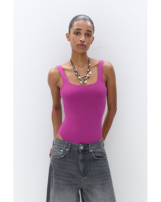 Pull&Bear Pink Strappy Polyamide Bodysuit