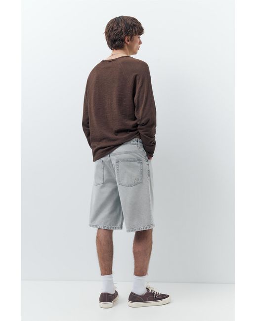 Pull&Bear Black Baggy Denim Bermuda Shorts for men