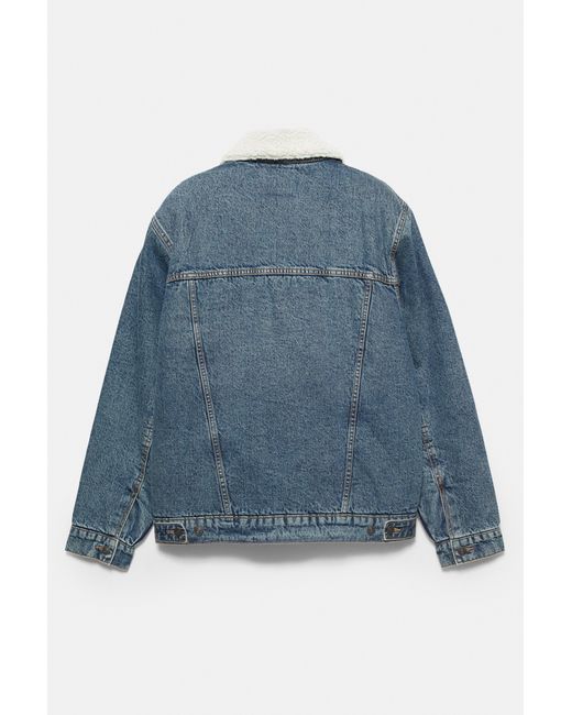 Pull&Bear Denim Jack Met Teddykraag in het Blue voor heren