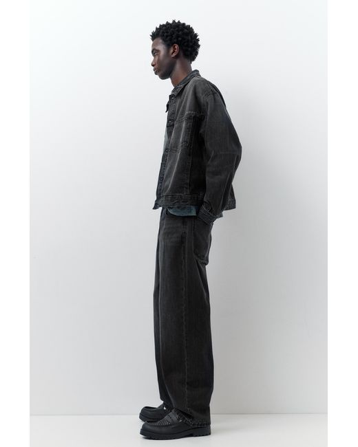 Pull&Bear Black Denim Trucker Jacket for men