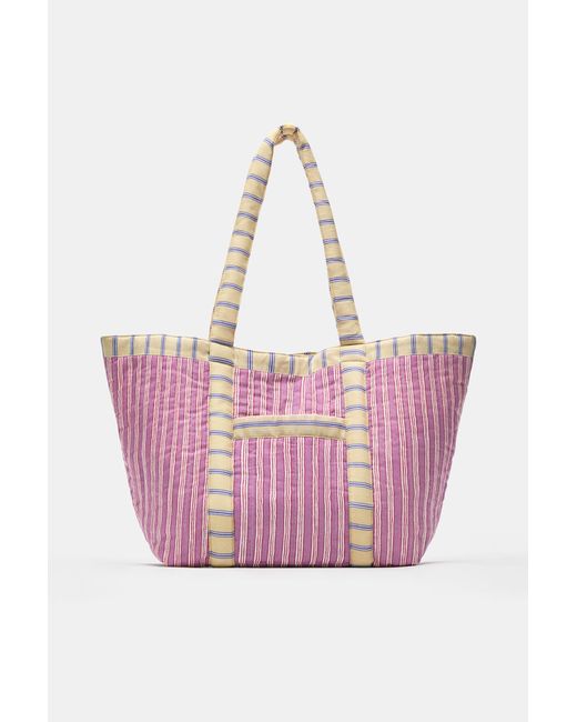 Pull&Bear Pink Shopper Mit Streifenmuster