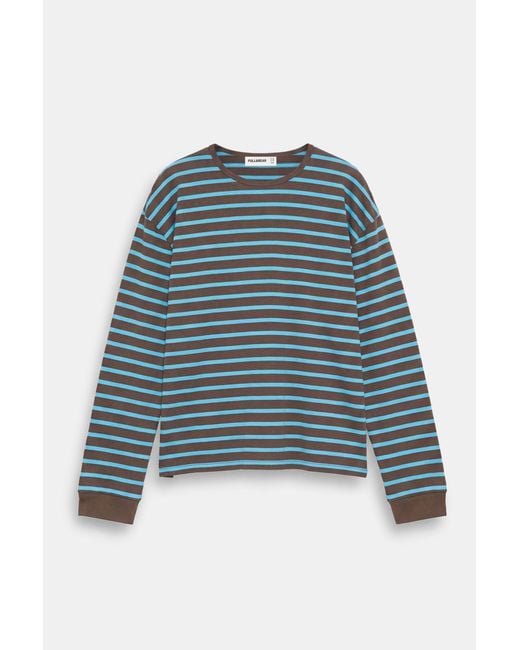 Pull&Bear Brown Oversize Long Sleeve Striped T-Shirt