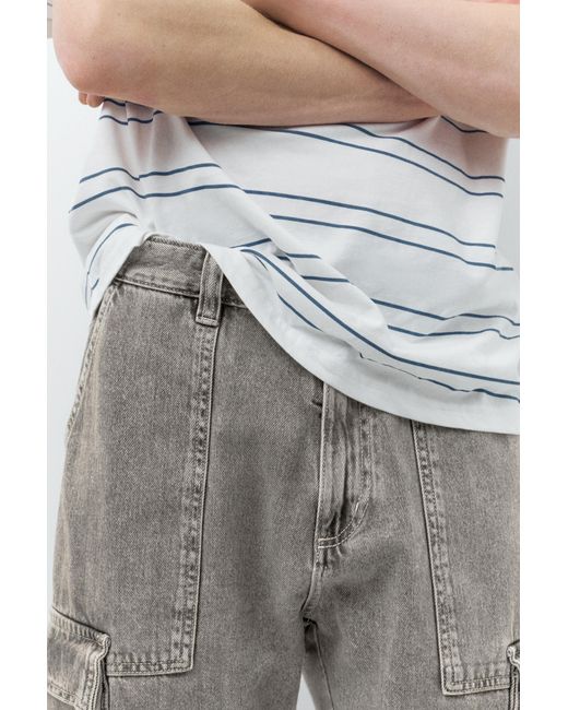 Pull&Bear White Baggy Cargo Jeans for men