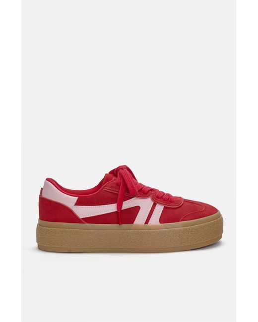 Pull&Bear Red Sneaker Aus Leder Mit Dicker Sohle