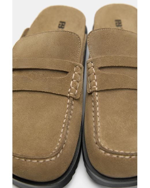 Pull&Bear Blue Leather Clogs