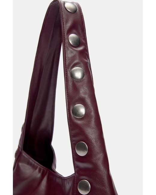 Pull&Bear Purple Schultertasche Mit Nieten