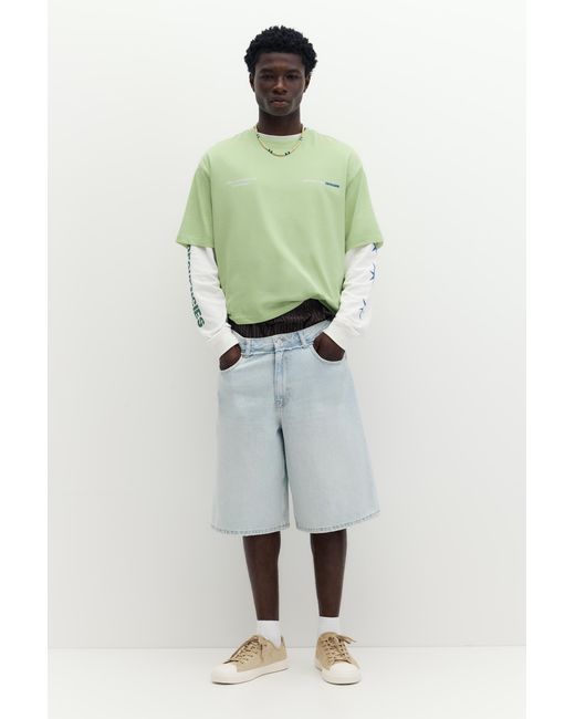 Pull&Bear Green Stwd Graphic T-Shirt for men