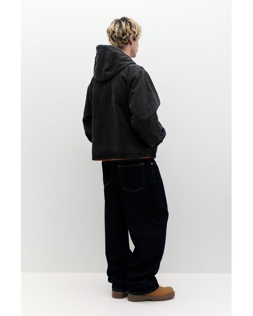 Pull&Bear Black Stwd Zip-Up Hoodie for men