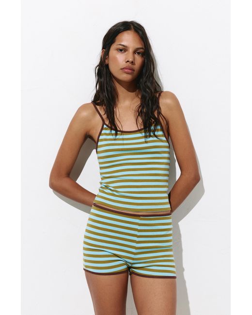 Pull&Bear Green Striped Strappy Top