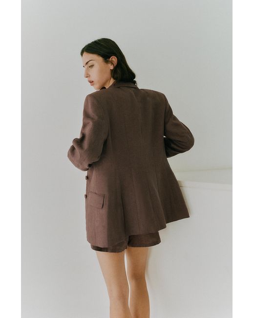 Pull&Bear Getailleerde Blazer Van 100% Linnen in het Multicolor