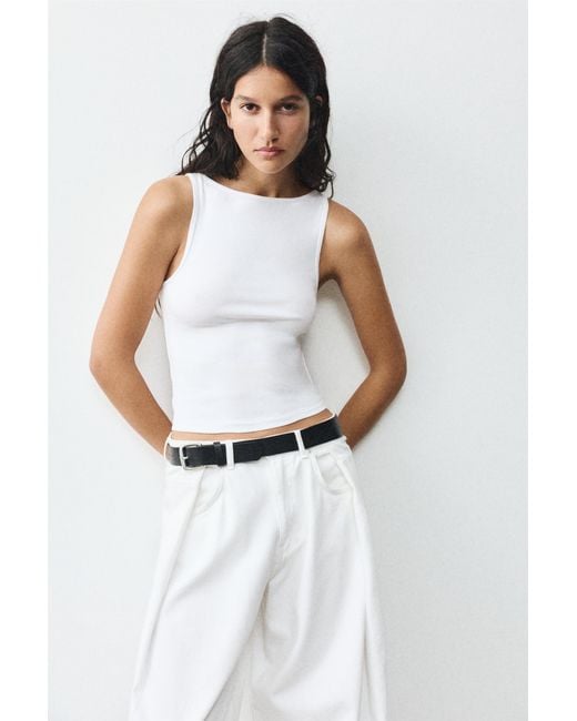 Pull&Bear Tanktop Met Boothals in het White